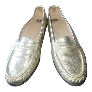 SAS Women's Metallic Gold Leather Loafers Sz 9 1/2 W
